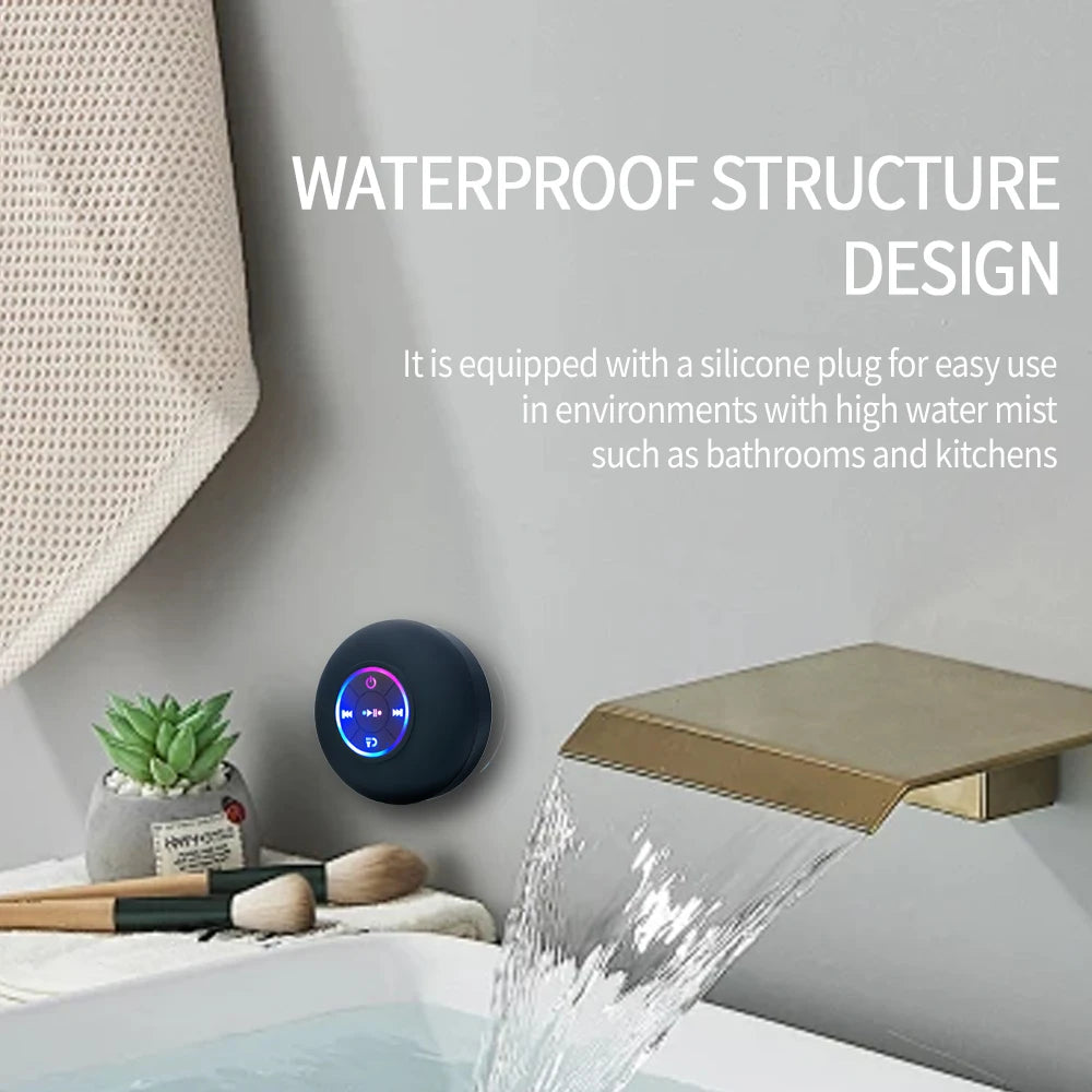 Outdoor Portable Bluetooth Speaker with LED Light IPX4 Waterproof