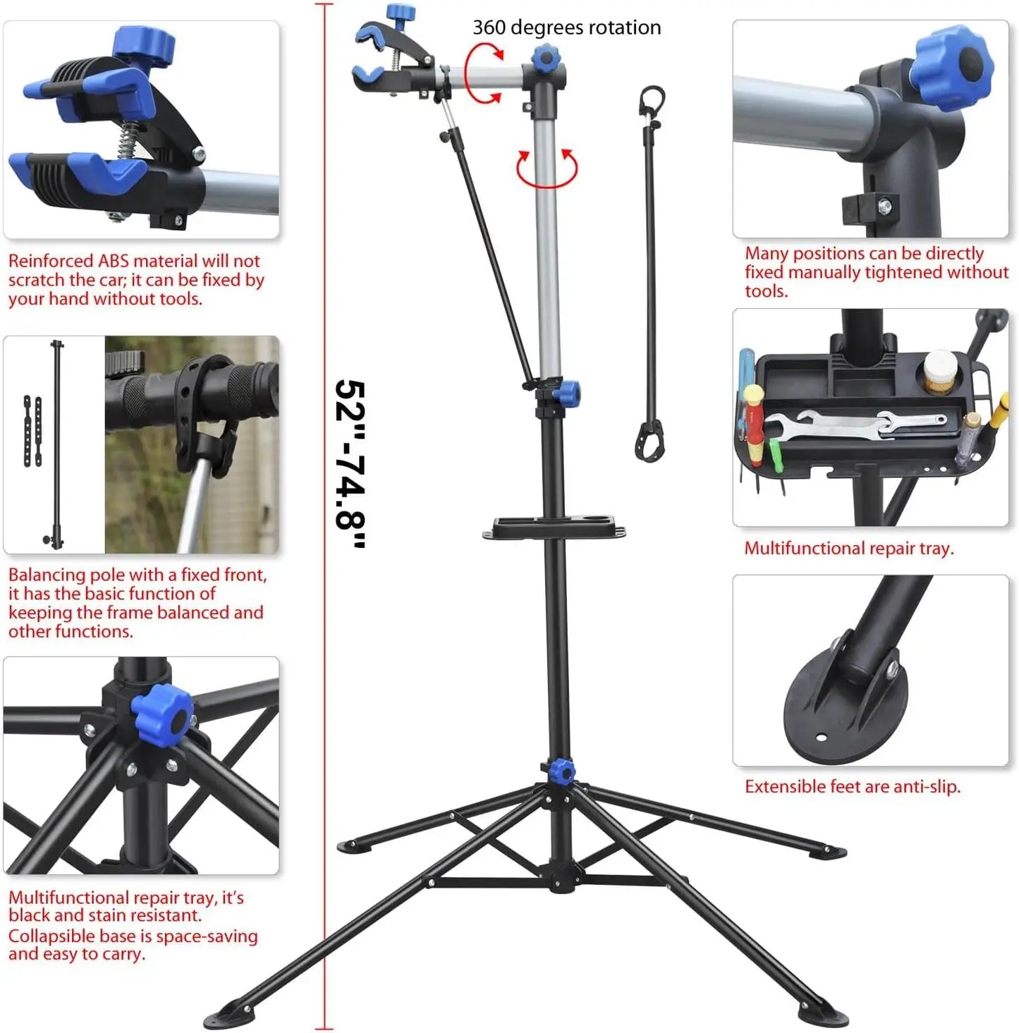 Bike Repair Stand Height Adjustable Bicycle Workshop Stand With Tray