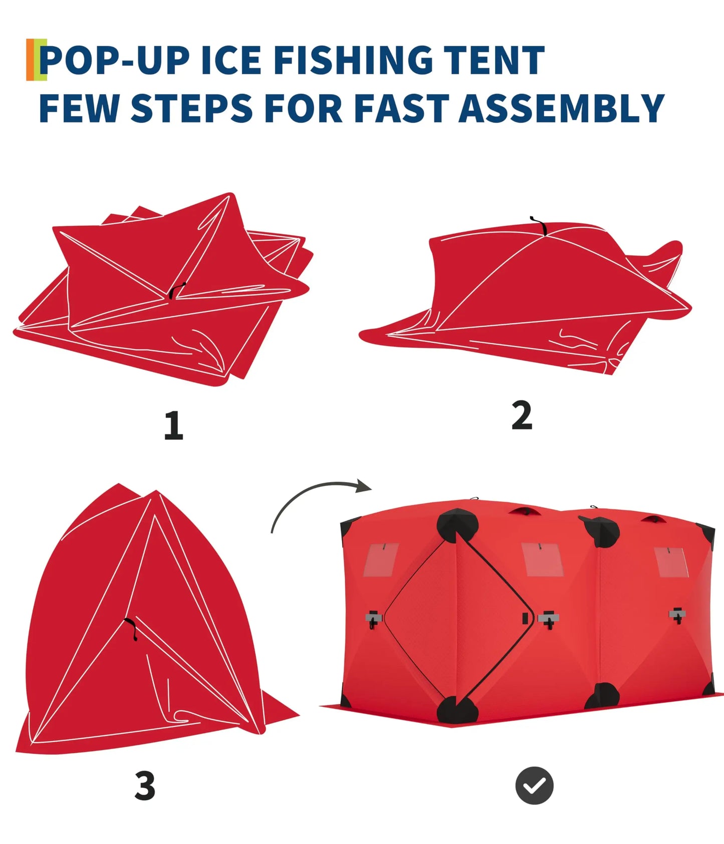 Pop Up Ice Fishing Tent Insulated Shelter Hub Style Windproof