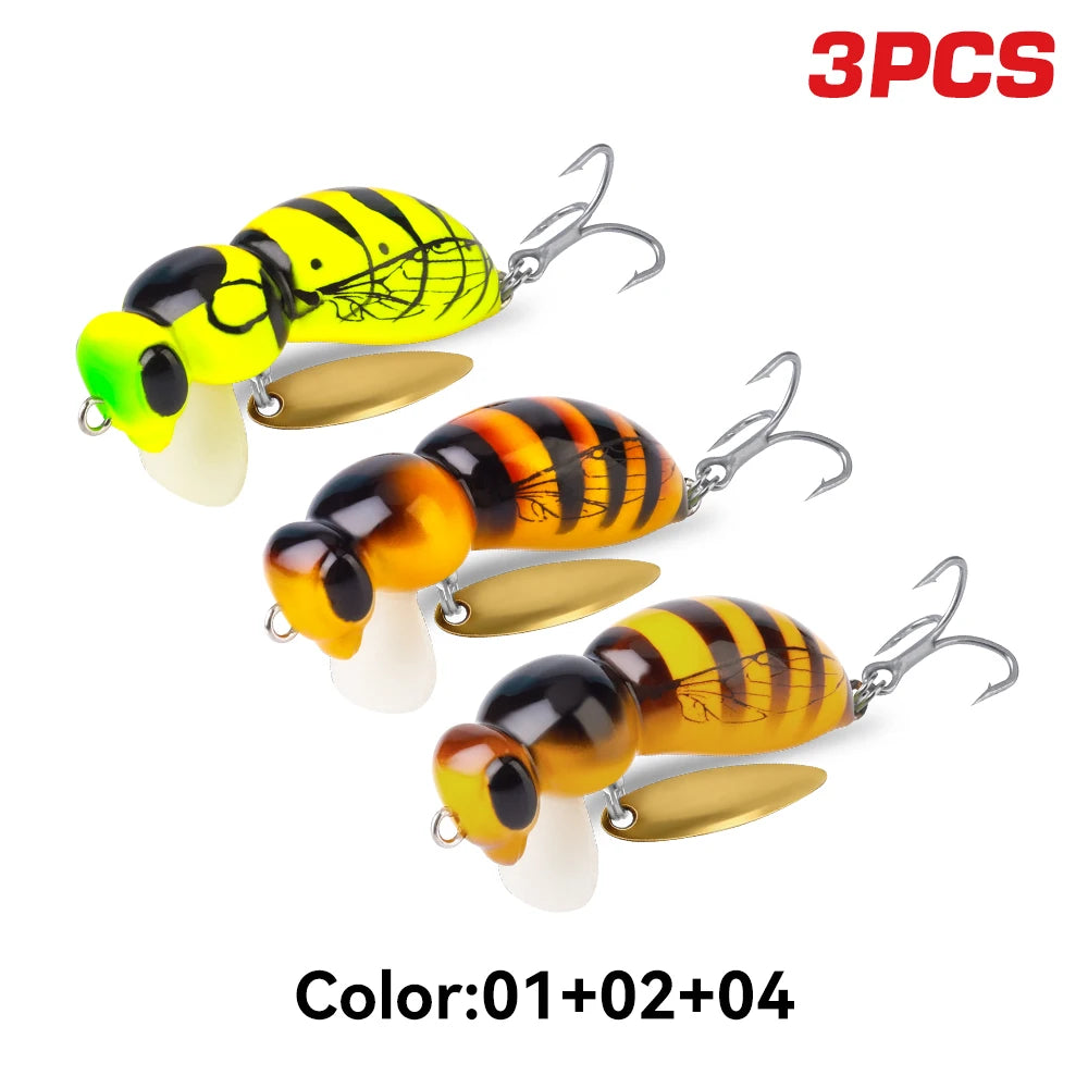 Kingdom Wasp Minnow Lure Floating Wobblers With Spinner