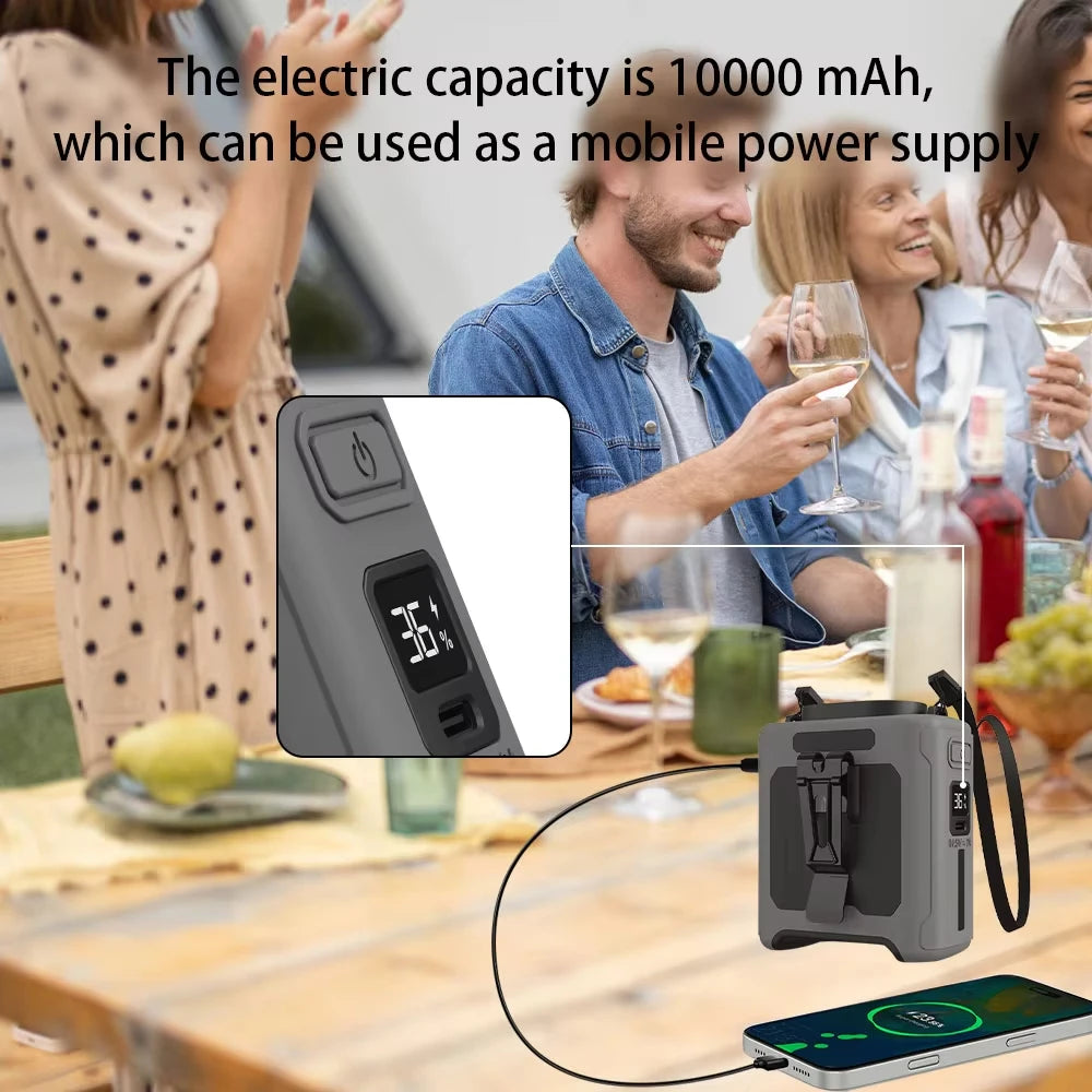 Portable 10000mAh Mini Waist Fan Wearable USB Rechargeable Five Speed