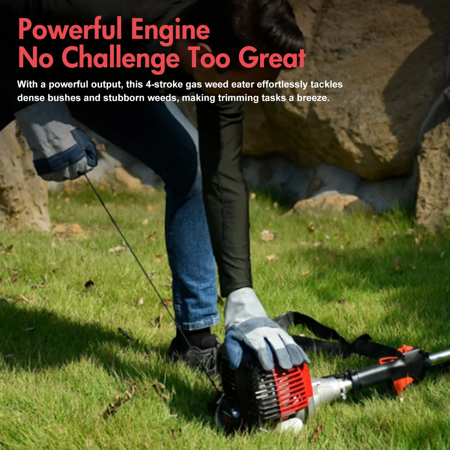 4-Stroke Gas Weed Wacker Straight Shaft For Lawns And Grass