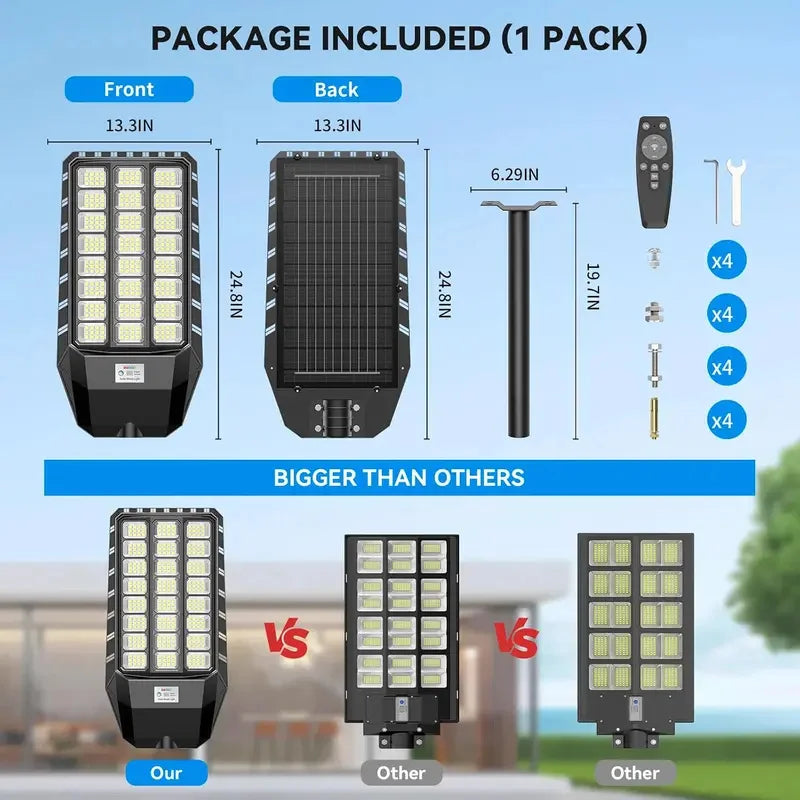 Solar Street Light 700000LM 8000W Dusk to Dawn Motion Sensor