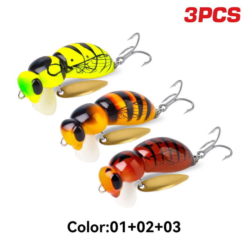 Kingdom Wasp Minnow Lure Floating Wobblers With Spinner