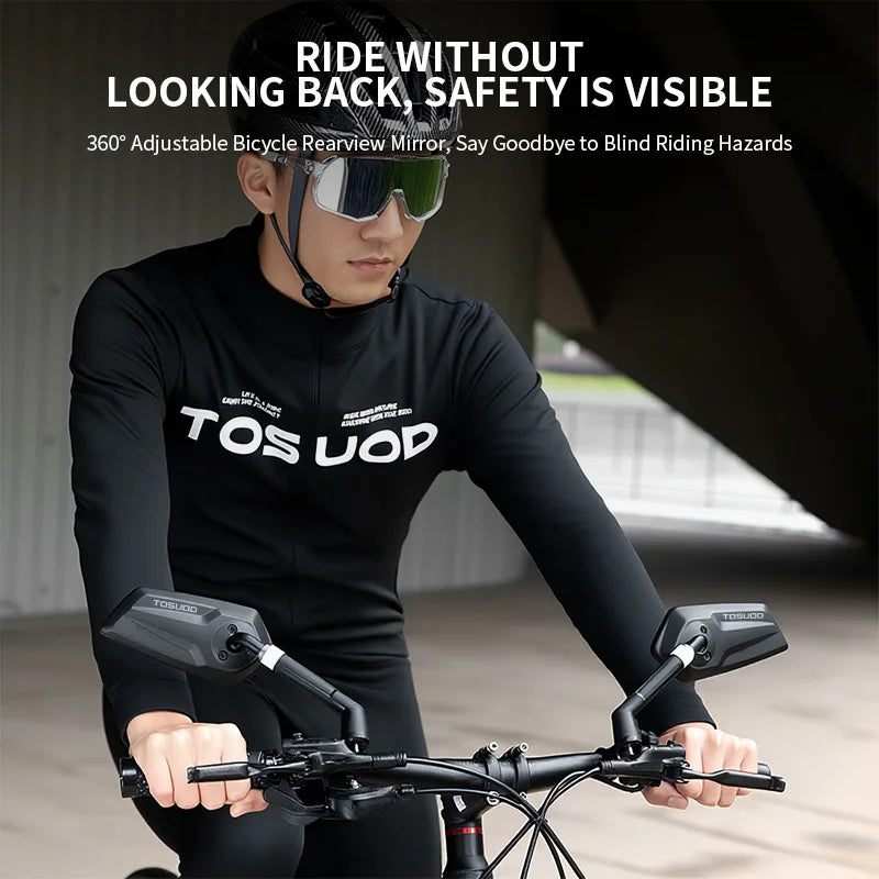 TOSUOD Bicycle Rearview Mirror 360 Rotatable Telescopic For Mountain Bike