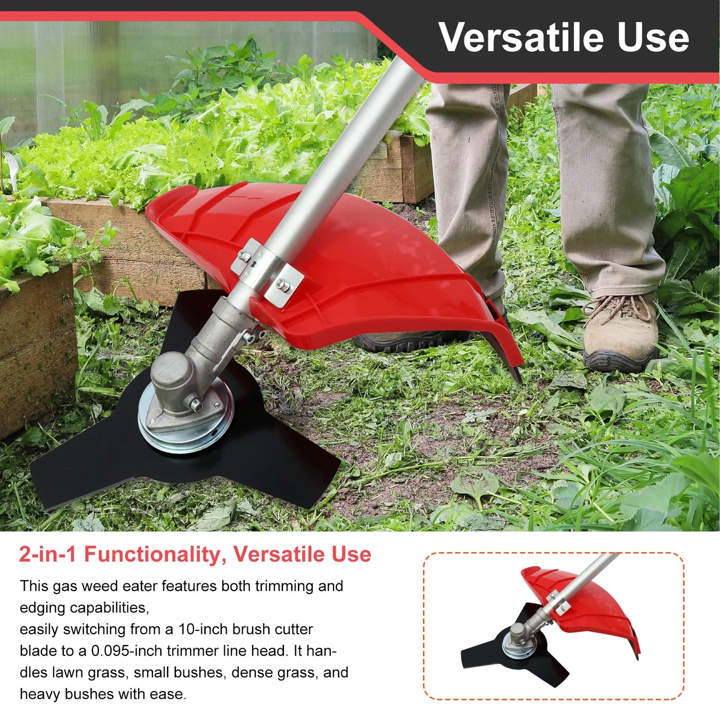 Gas Weed Eater 31cc 4 Stroke Trimmer With Straight Shaft