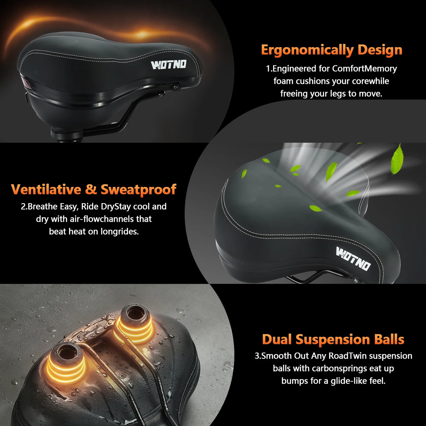 Memory Foam Bike Saddle With Dual Shock Absorbing Cushion