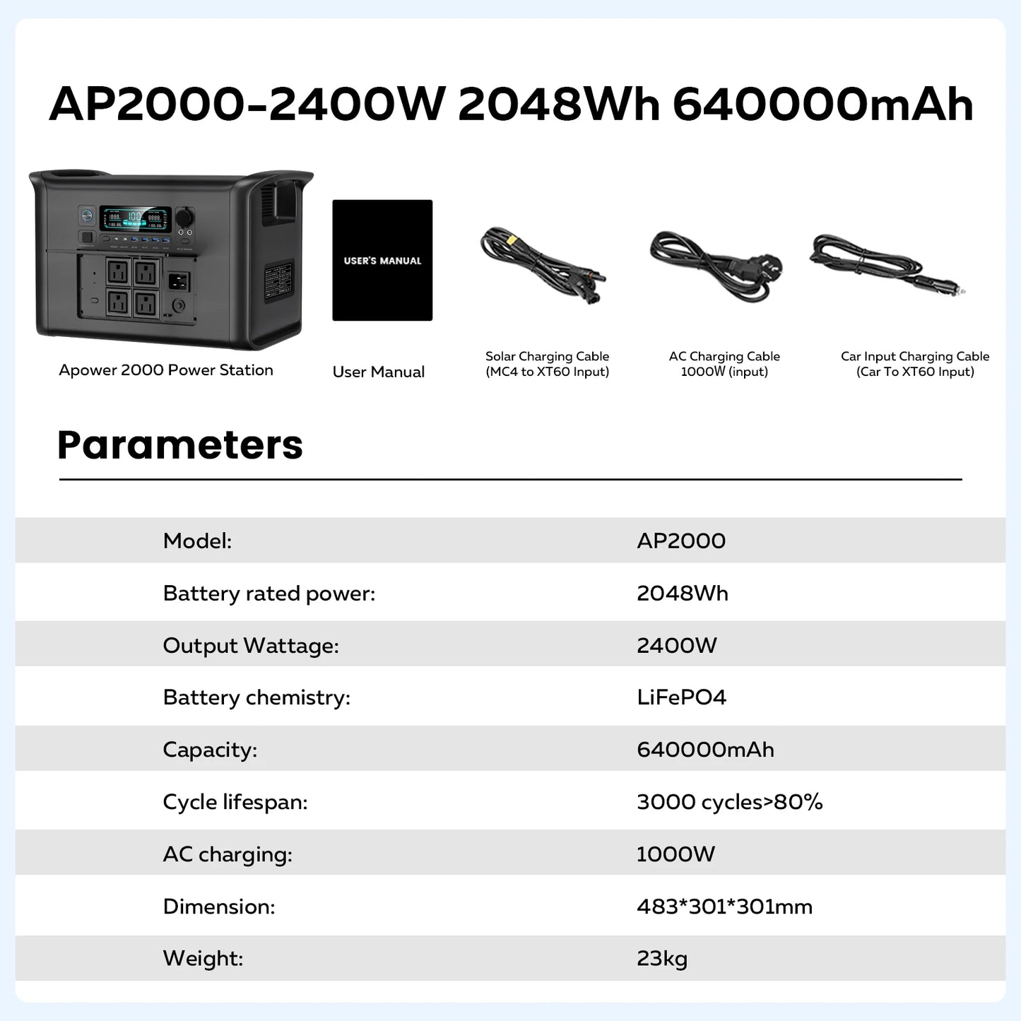 CTOLITY 2400W Portable Power Station With LED Light