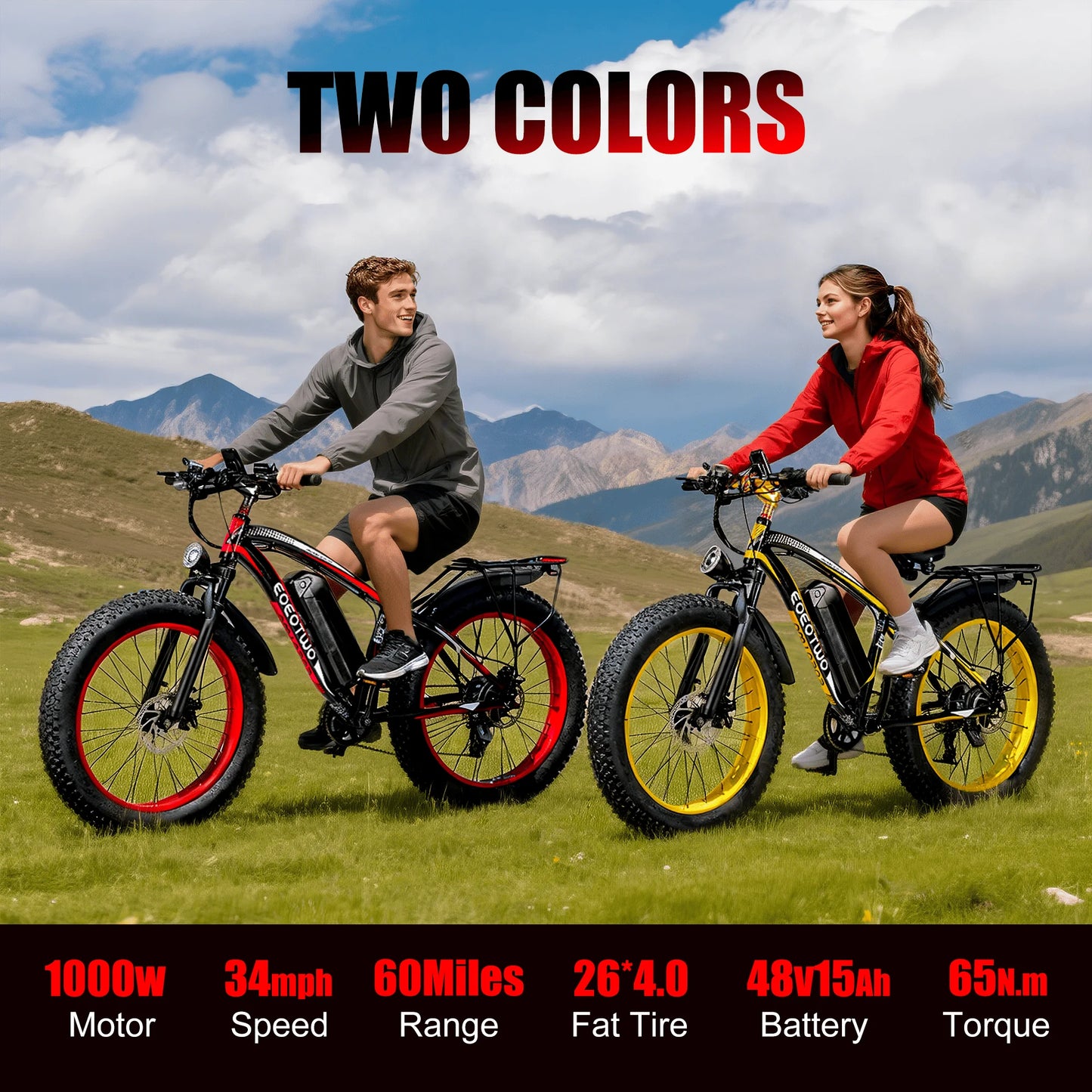 EOEOTWO 1500W Fat Tire All Terrain Electric Bike For Adults