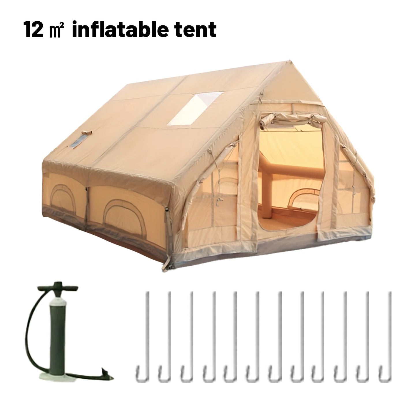 Pakicetus Inflatable Camping Tents With Stove Plug For Families