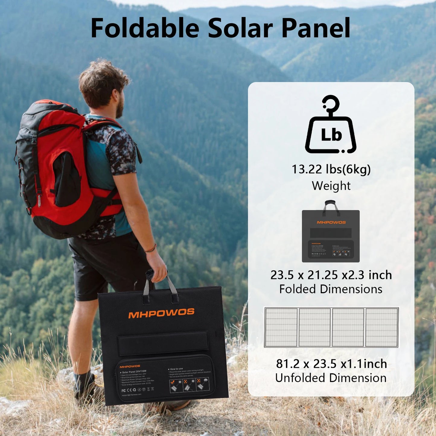 MHPOWOS 400W Portable Foldable Solar Charger for Off Grid Use