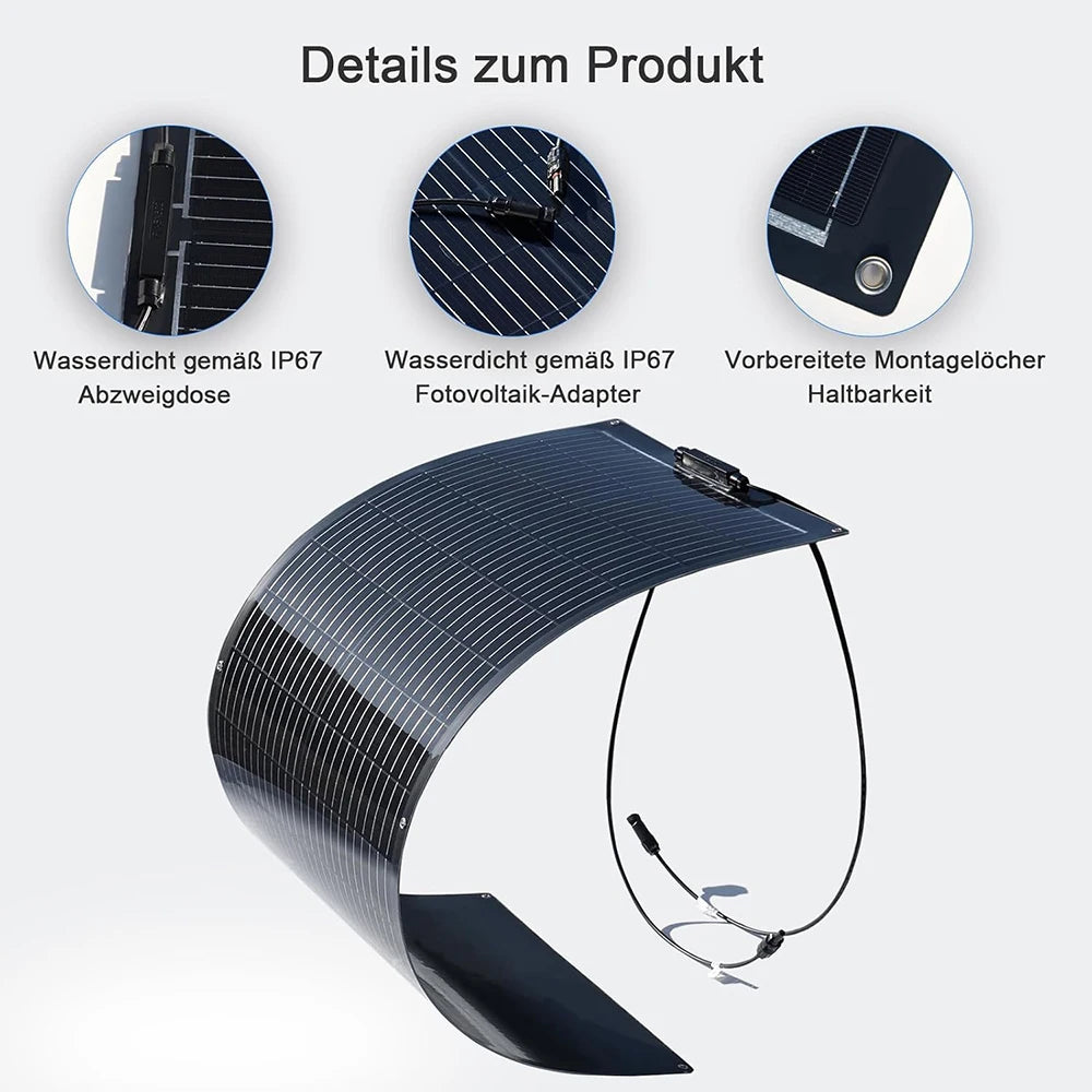 WUZECK 200W Flexible Solar Panel Kit With 12V/24V Controller