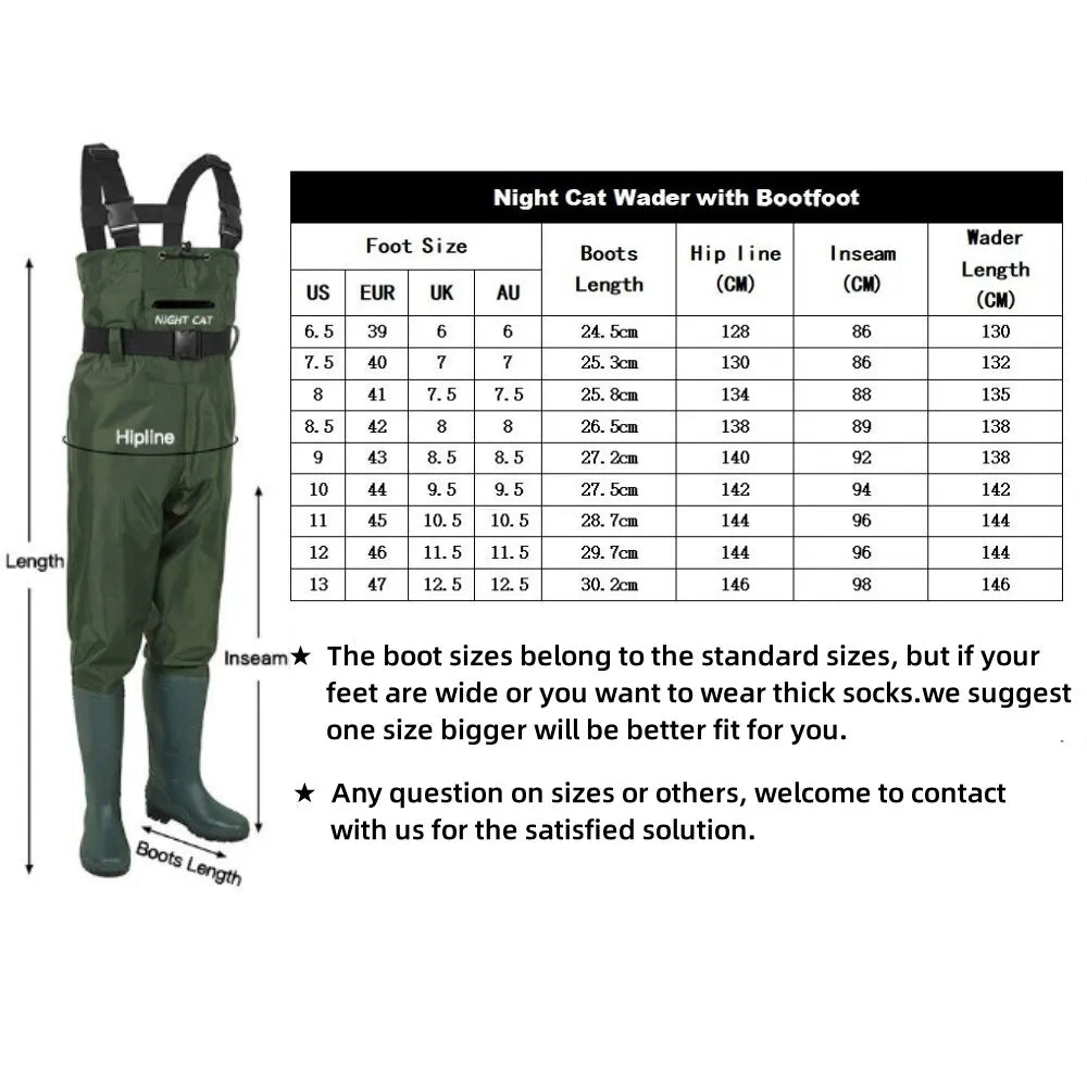 Night Cat Unisex Breathable Waterproof Chest Wader With Boots