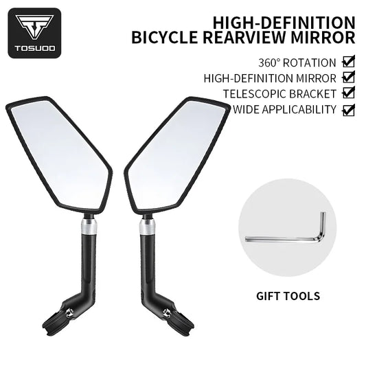 TOSUOD Bicycle Rearview Mirror 360 Rotatable Telescopic For Mountain Bike