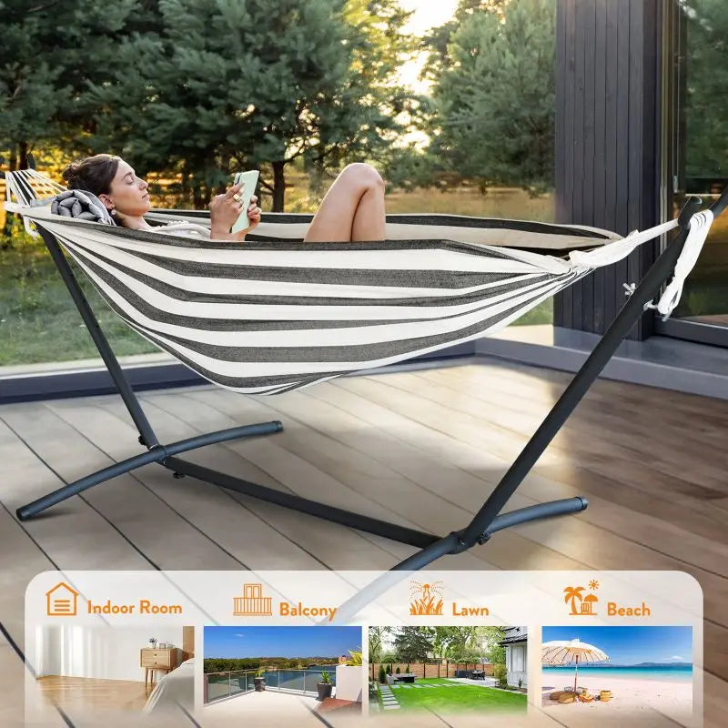 GYROOR Adjustable Stand Hammock With Steel Frame And Storage Bag
