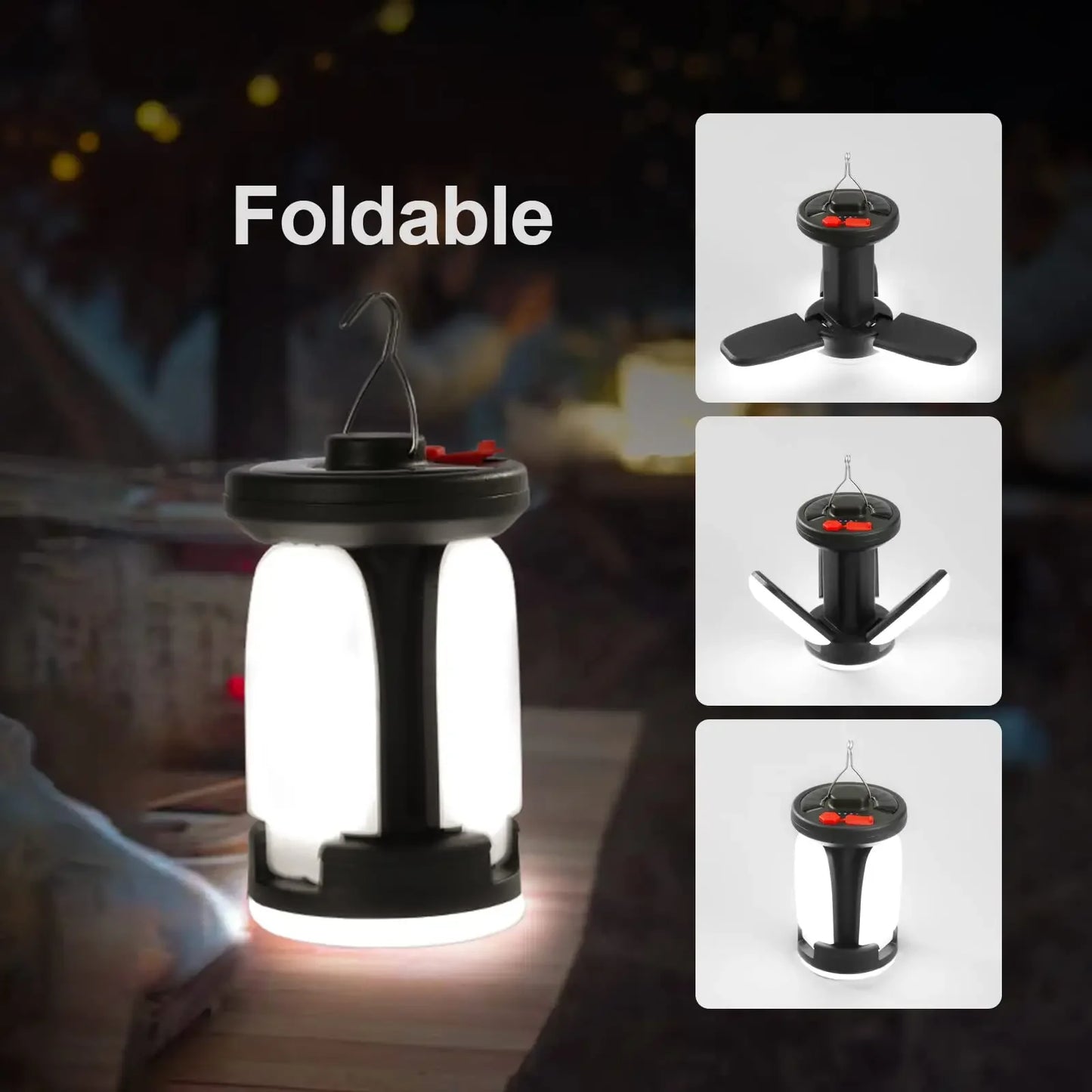 Newbirth Solar LED Camping Lantern 4500mAh 1000LM Foldable 6 Modes