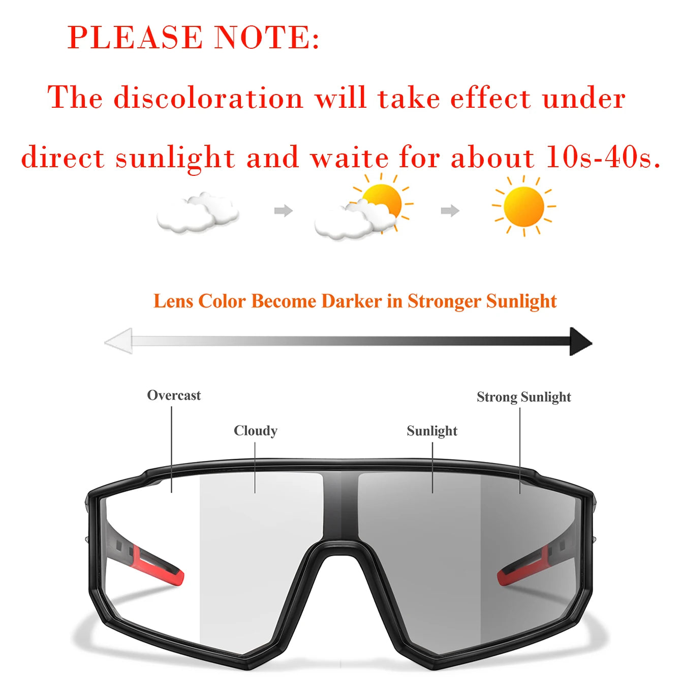 Photochromic Cycling Sunglasses Unisex For MTB Running And Fishing