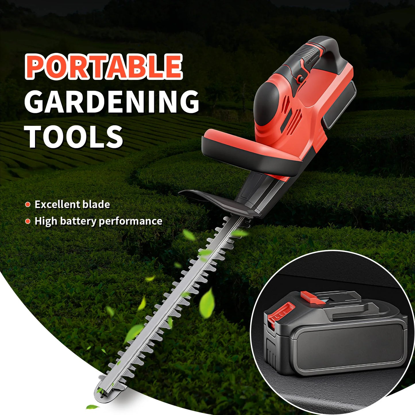 Cordless Hedge Trimmer 22-Inch With 3.0Ah Battery Charger