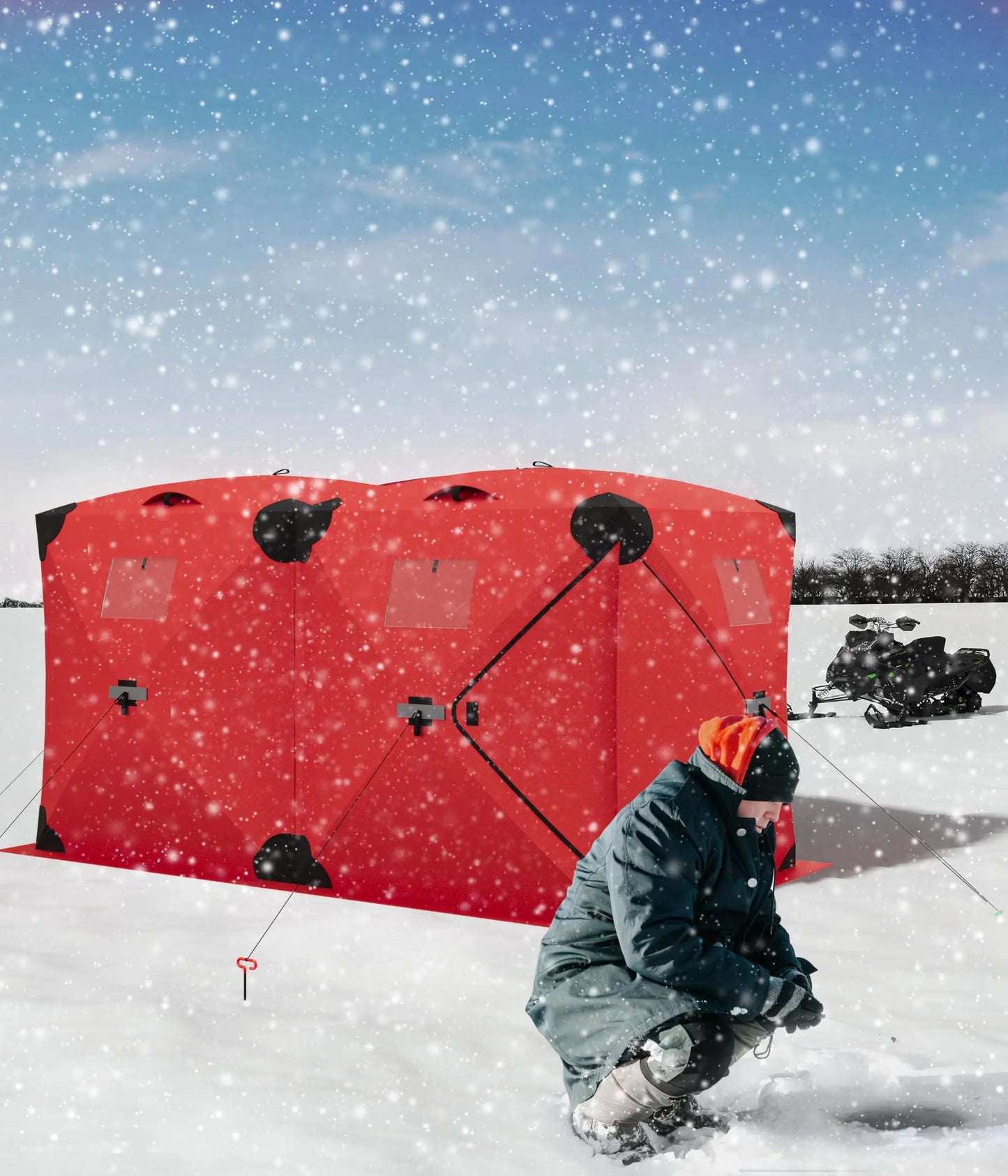 Pop Up Ice Fishing Tent Insulated Shelter Hub Style Windproof