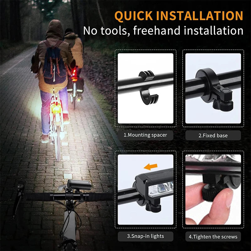 Front Bicycle Light USB Rechargeable With 4 Modes Waterproof