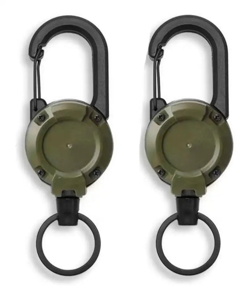 Retractable Heavy Duty Carabiner With Steel Wire Rope Keychain Tool