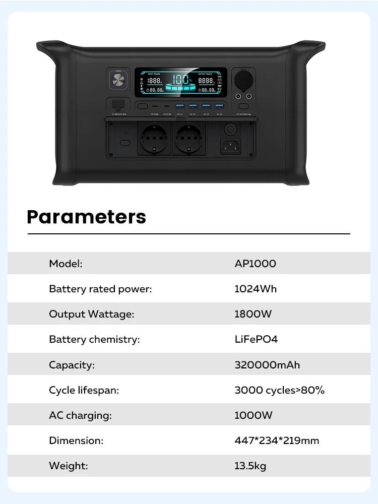 CTOLITY 2400W Portable Power Station With LED Light