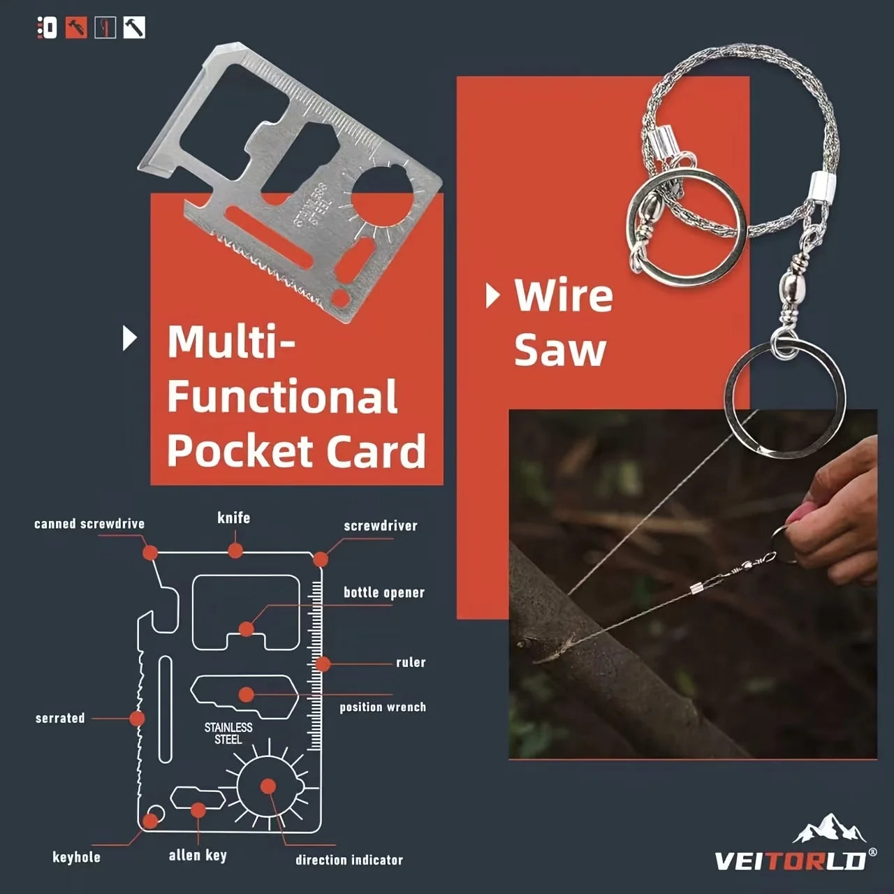 Multi-Functional Tool Backpack Survival Kit With MOLLE Pouches