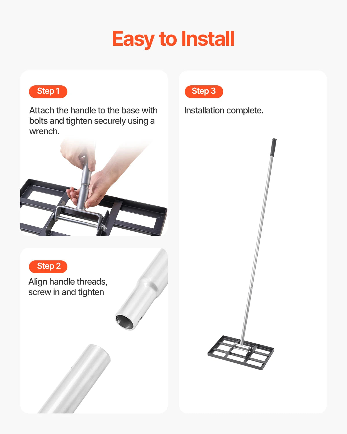 VEVOR Lawn Leveling Rake With Ground Plate Carbon Steel