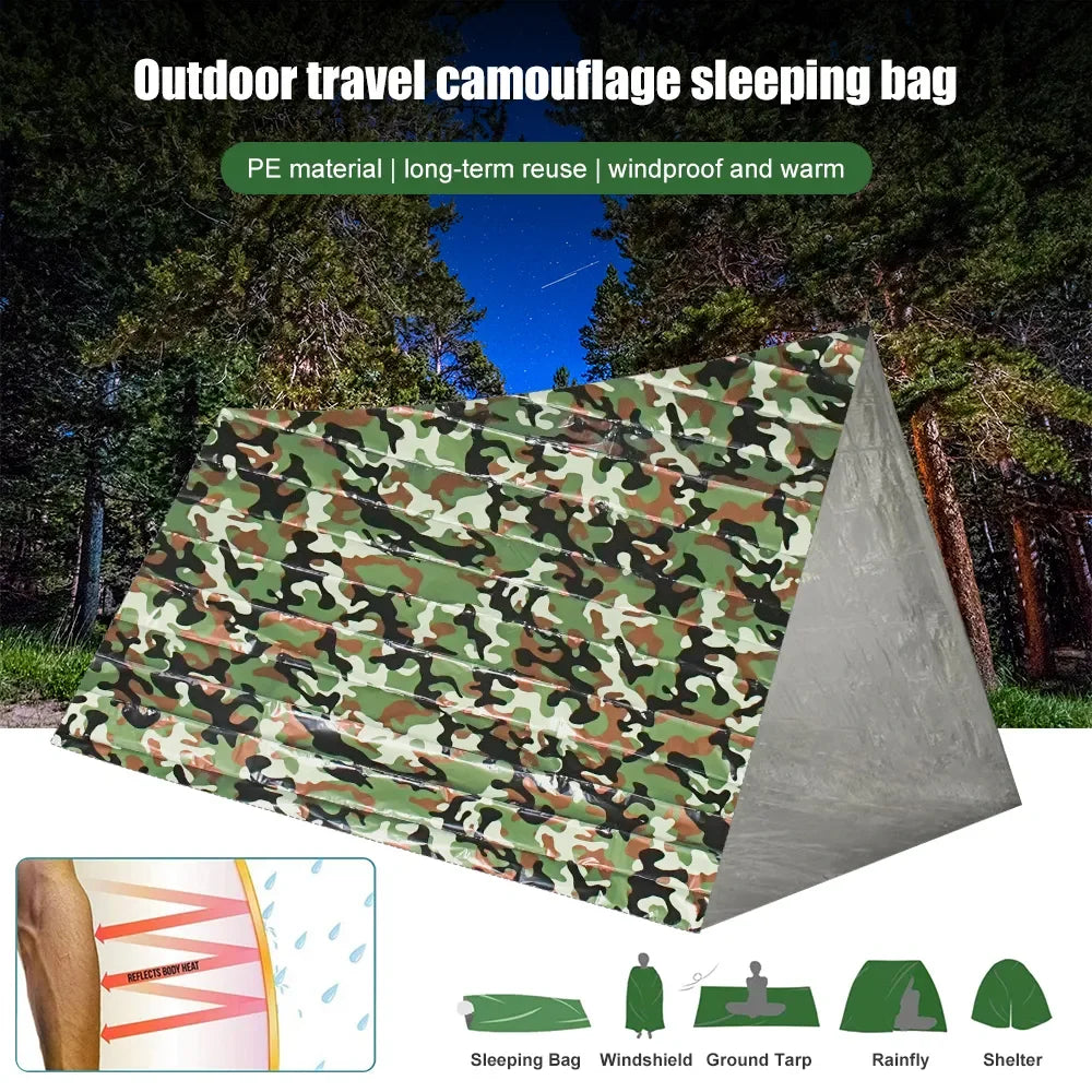 Camouflage Waterproof Emergency Sleeping Bag For Outdoor Survival