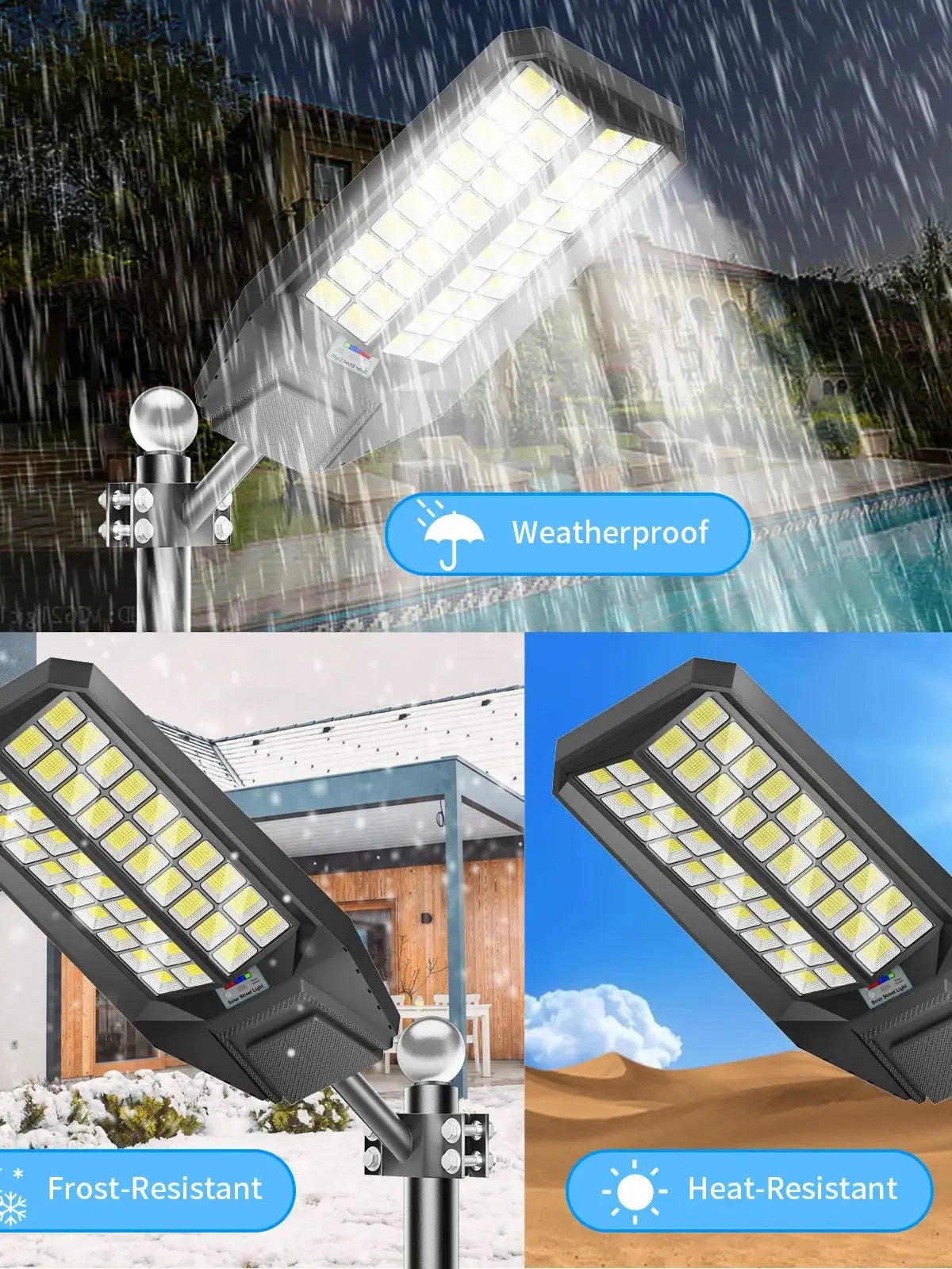 9000W Solar LED Flood Light With Motion Sensor and Remote, Waterproof