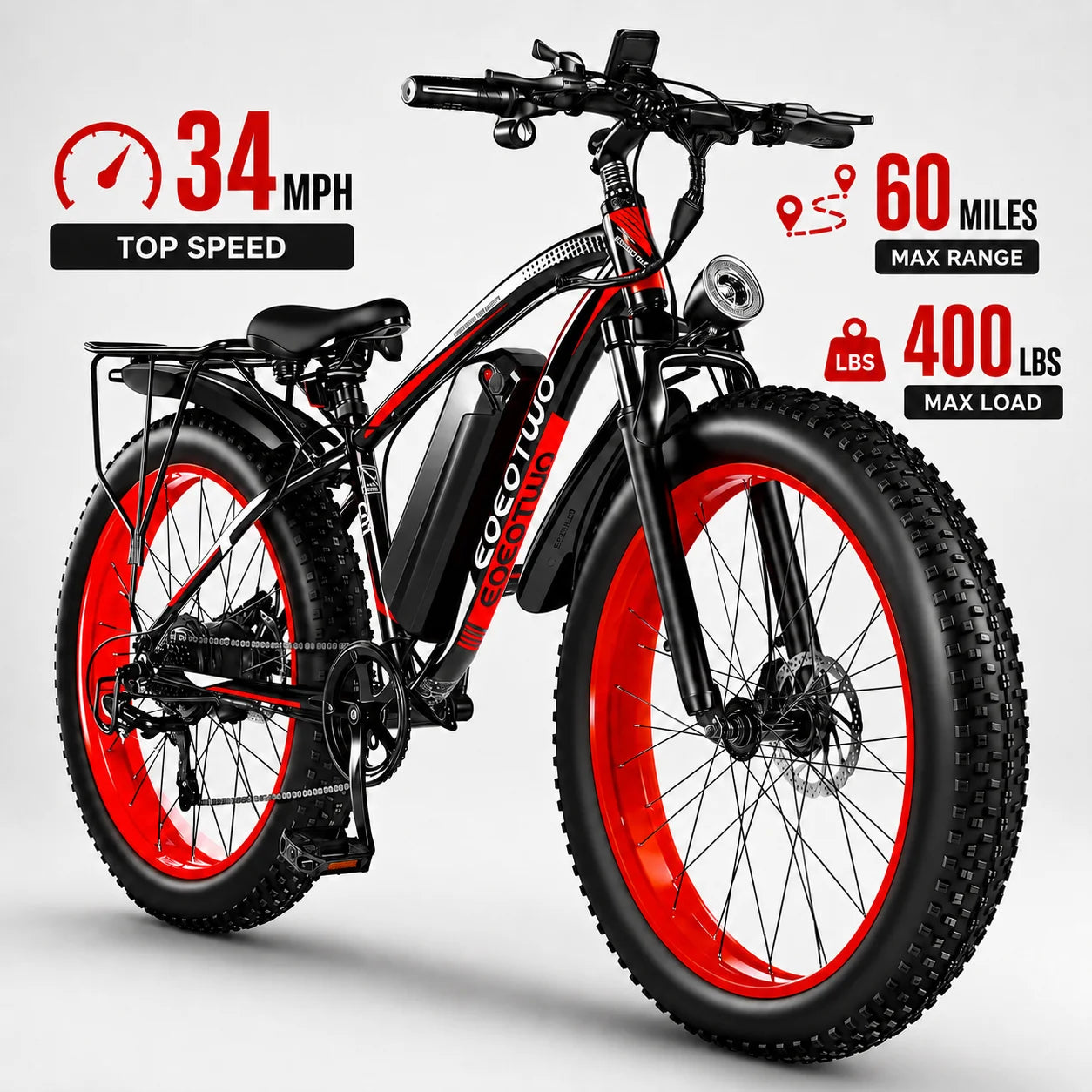 EOEOTWO 1500W Fat Tire All Terrain Electric Bike For Adults