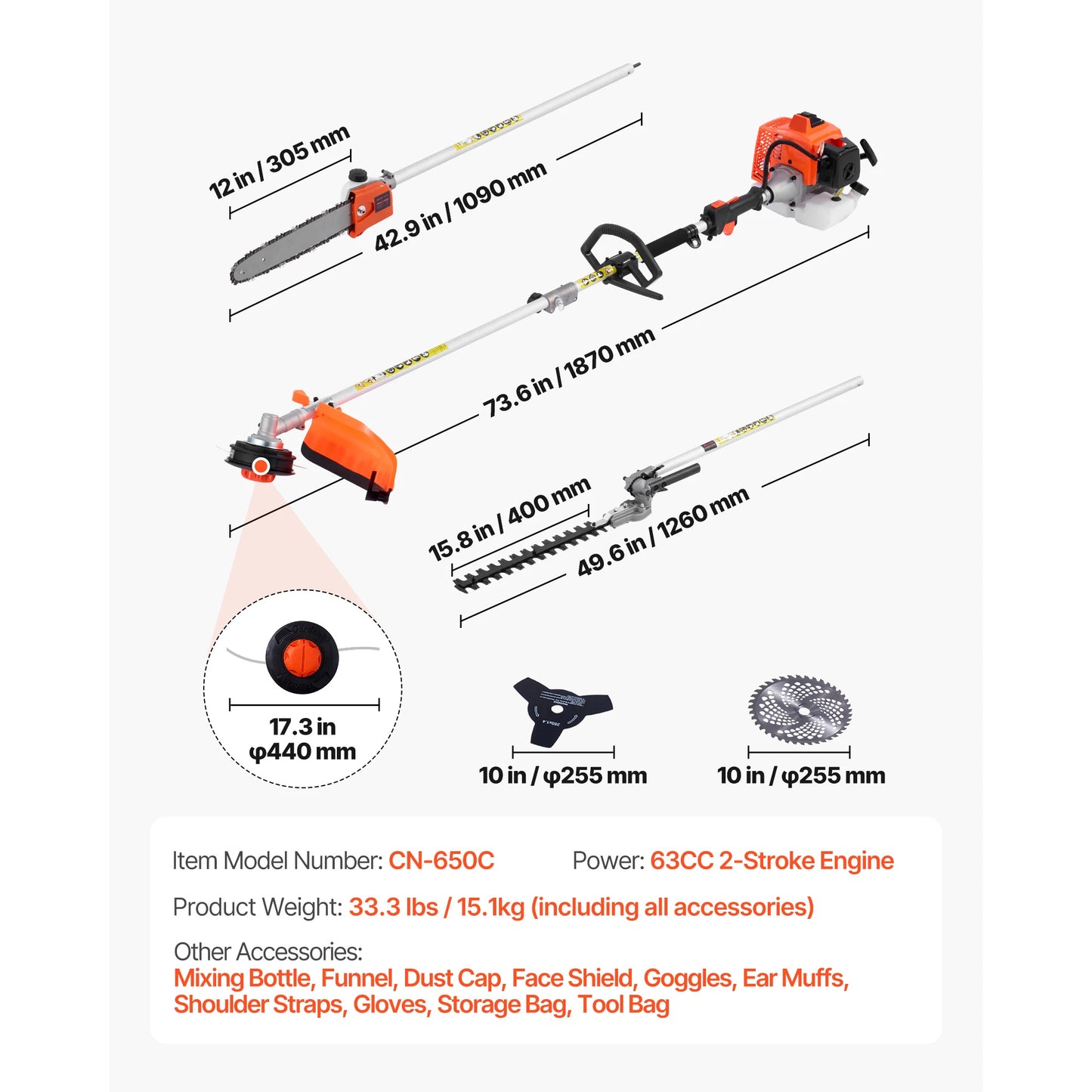 SucceBuy Gas Hedge Trimmer 2 Cycle Power Handheld Tool Set