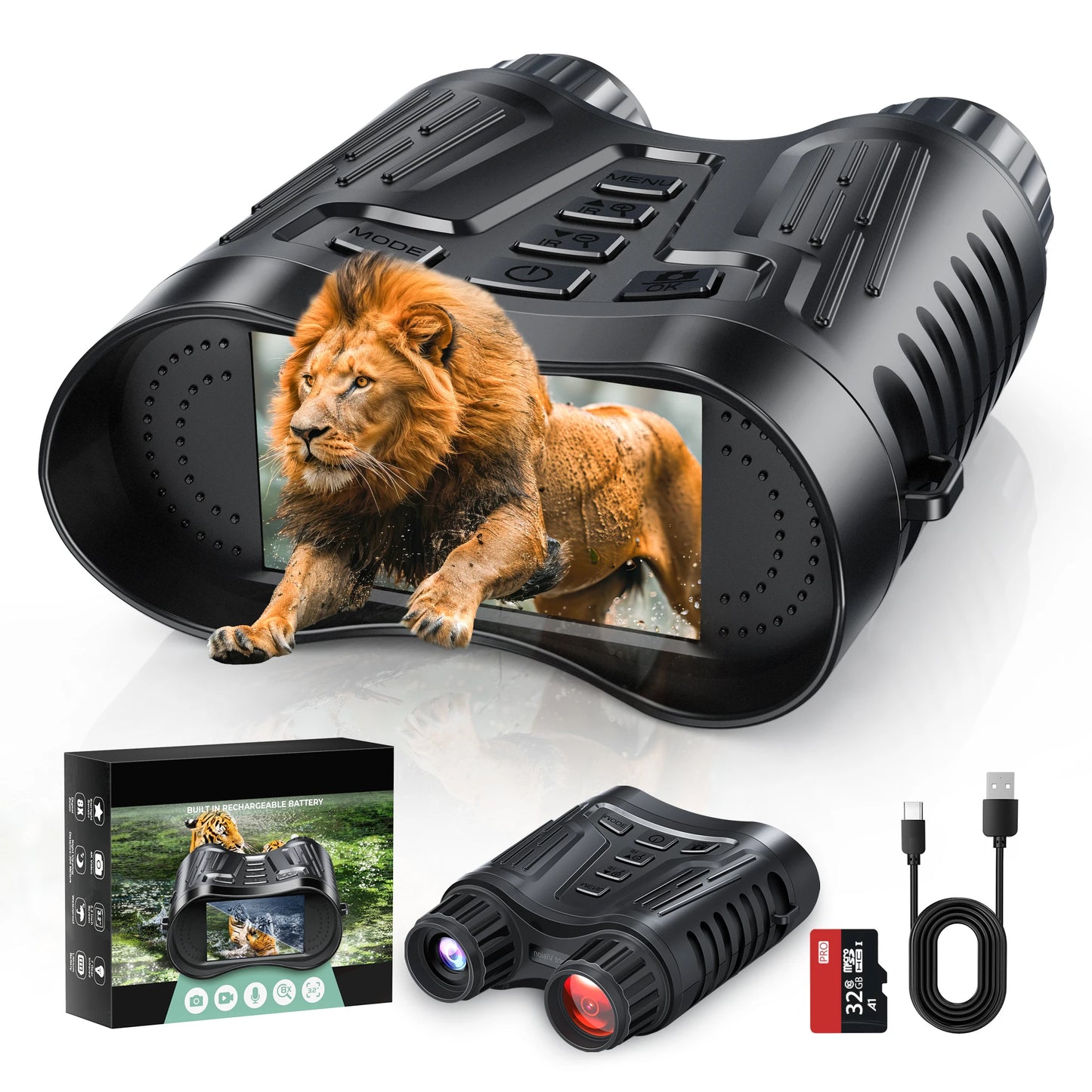 Letcmoi Rechargeable 4K Night Vision Telescope Infrared Binocular 8X Zoom