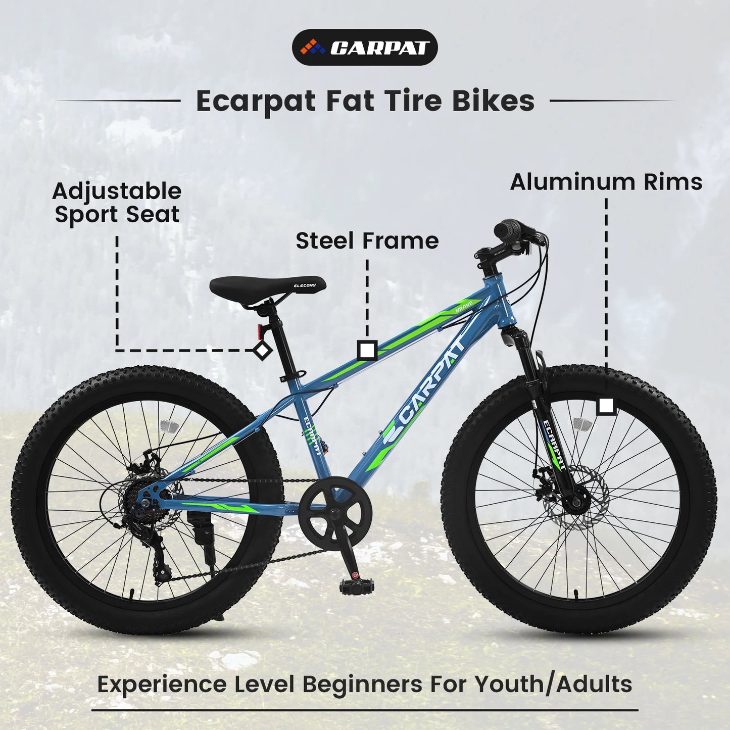 Ecarpat Fat Tire Mountain Bike With Front Suspension
