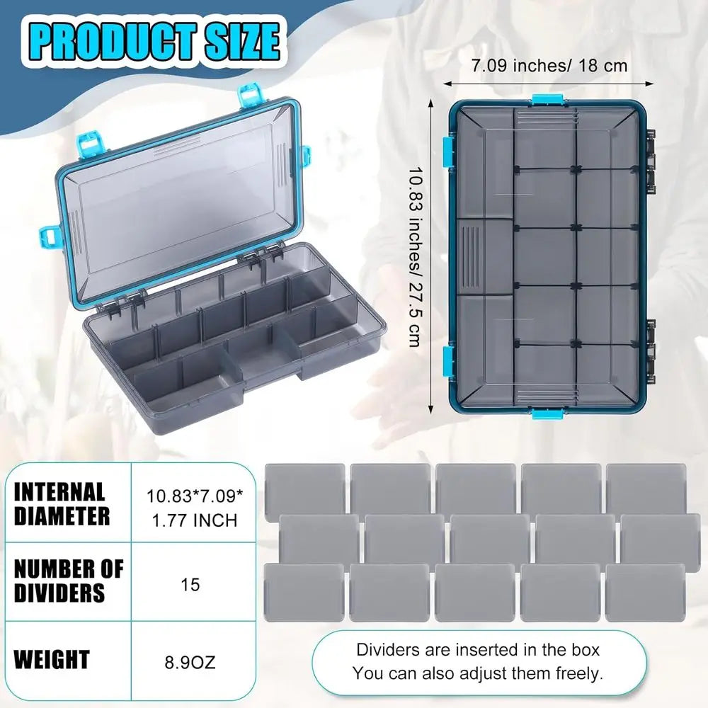 Waterproof Tackle Boxes With 3600 And 3700 Removable Dividers For Fishing