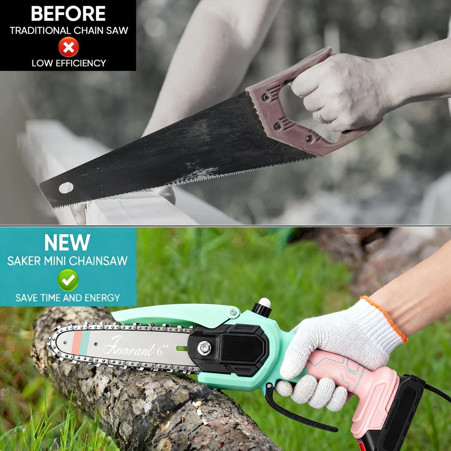 Portable Mini Cordless Chainsaw With Dual Batteries