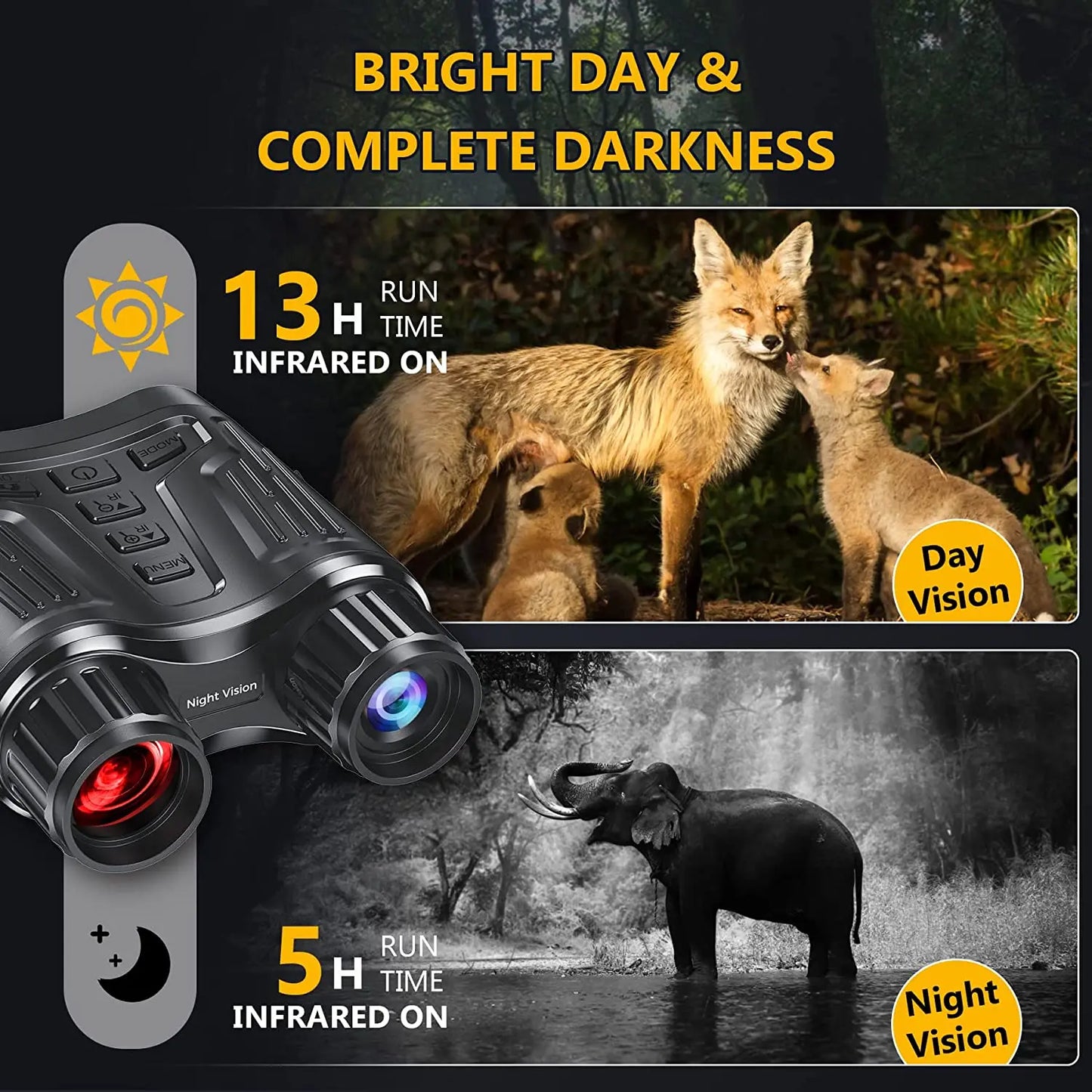 Letcmoi Rechargeable 4K Night Vision Telescope Infrared Binocular 8X Zoom