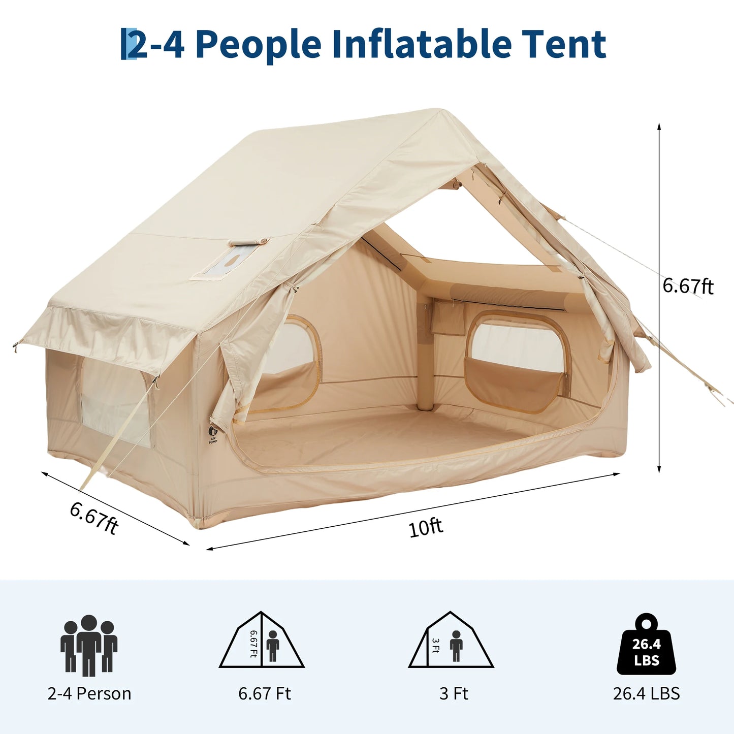 Spacious Waterproof Inflatable Camping Tent Easy Setup Outdoor Use