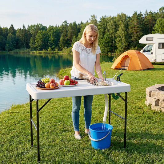 Folding Fish Cleaning Table With Sink Portable Outdoor Fillet Station