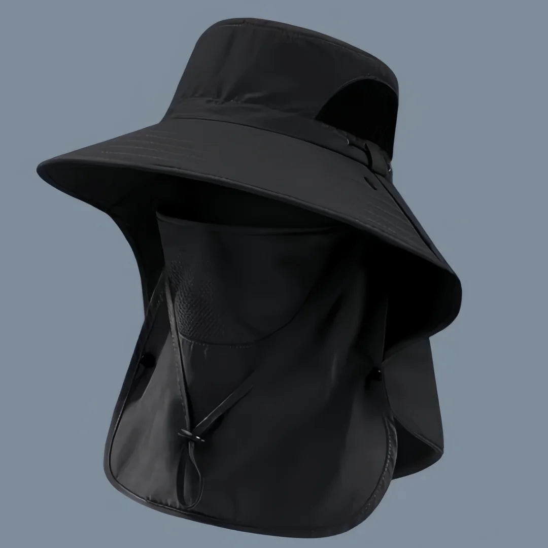 Wide Brim Sun Hat With Detachable Face Mask UPF 50