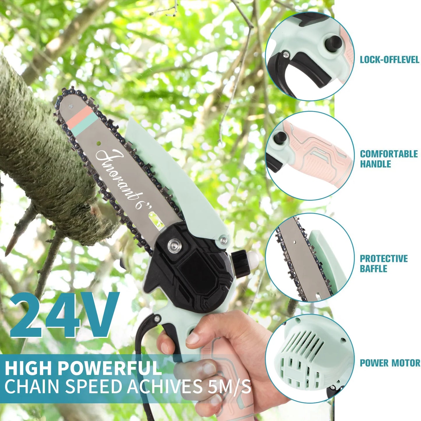 Portable Mini Cordless Chainsaw With Dual Batteries