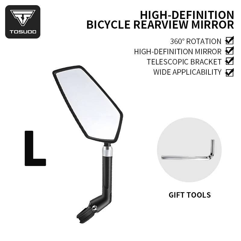 TOSUOD Bicycle Rearview Mirror 360 Rotatable Telescopic For Mountain Bike