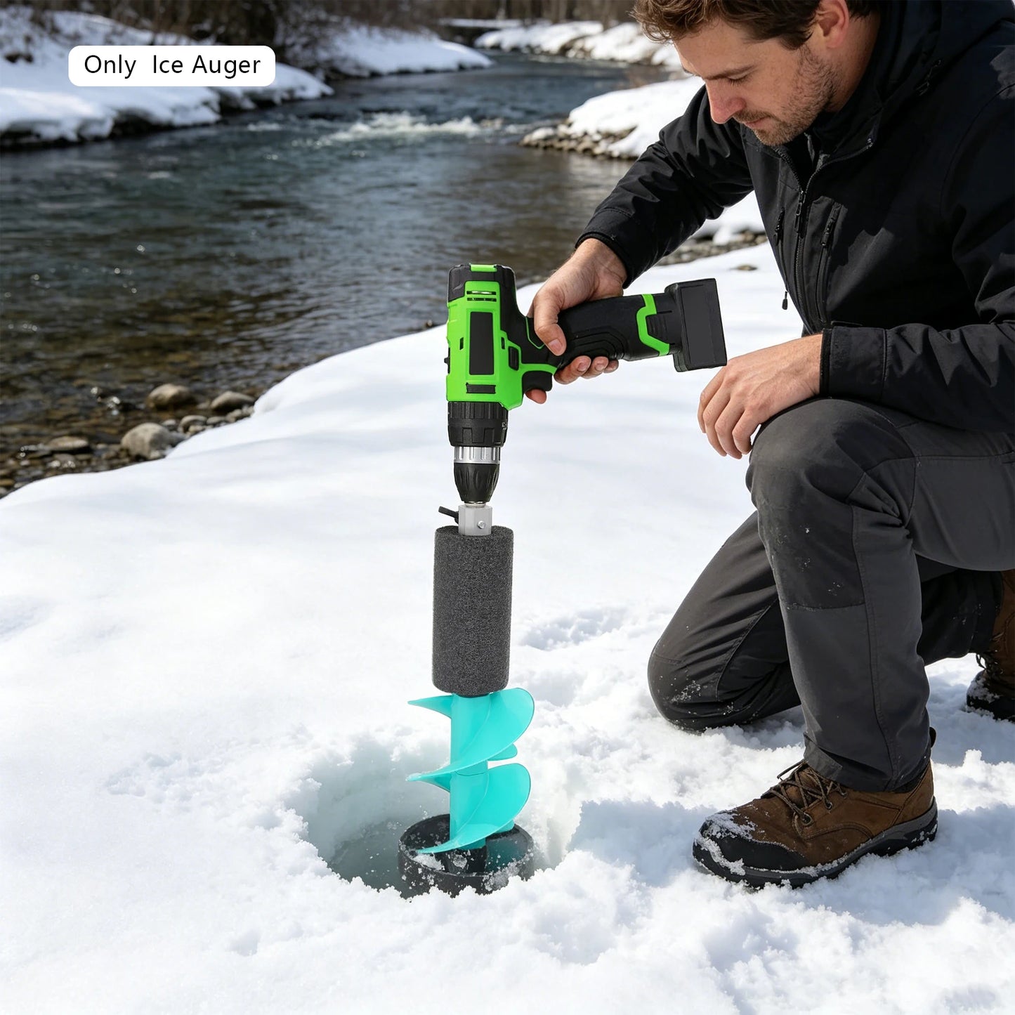 Floating Ice Drill Auger With Stainless Steel Blades And Protective Cover