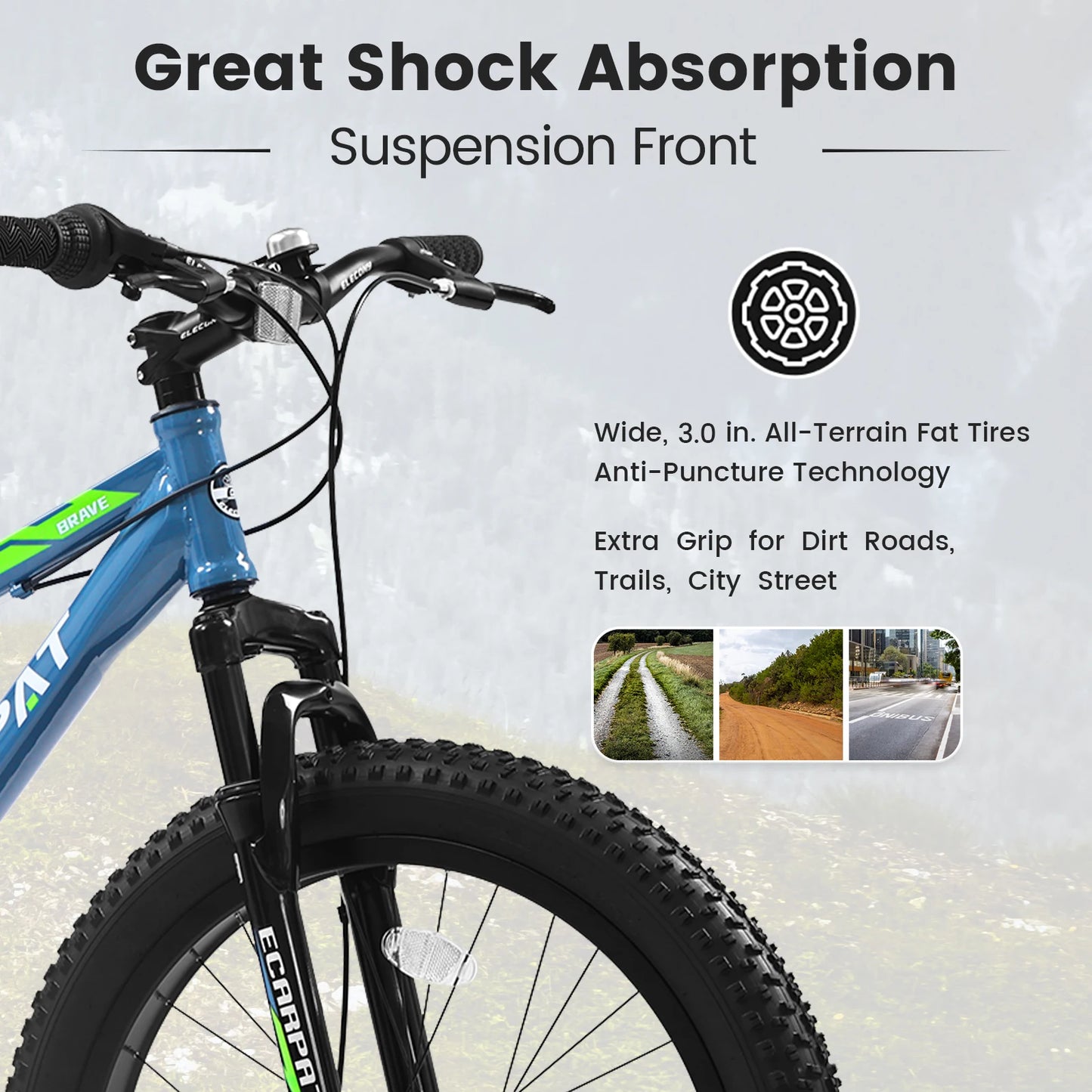 Ecarpat Fat Tire Mountain Bike With Front Suspension