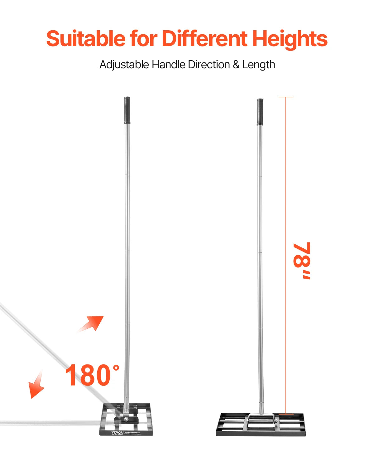 VEVOR Lawn Leveling Rake With Ground Plate Carbon Steel