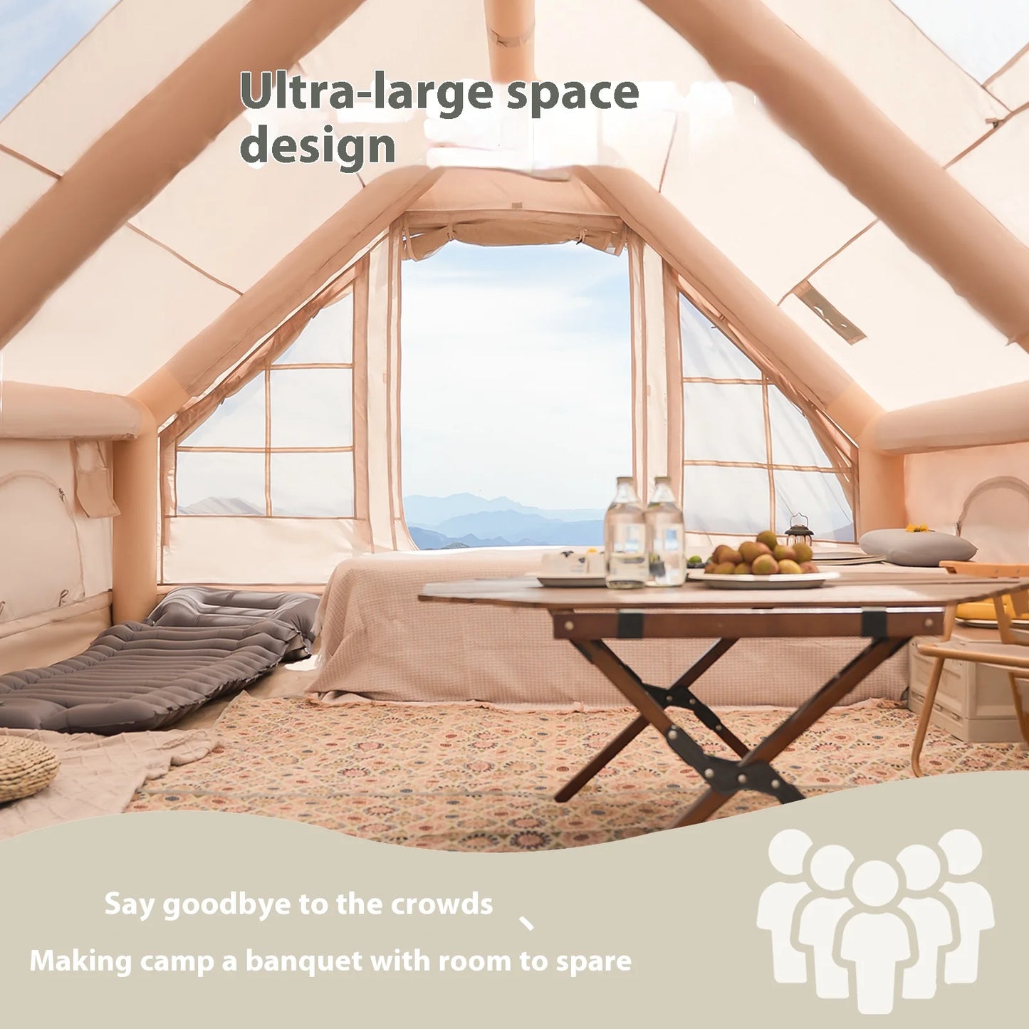 Pakicetus Inflatable Camping Tents With Stove Plug For Families