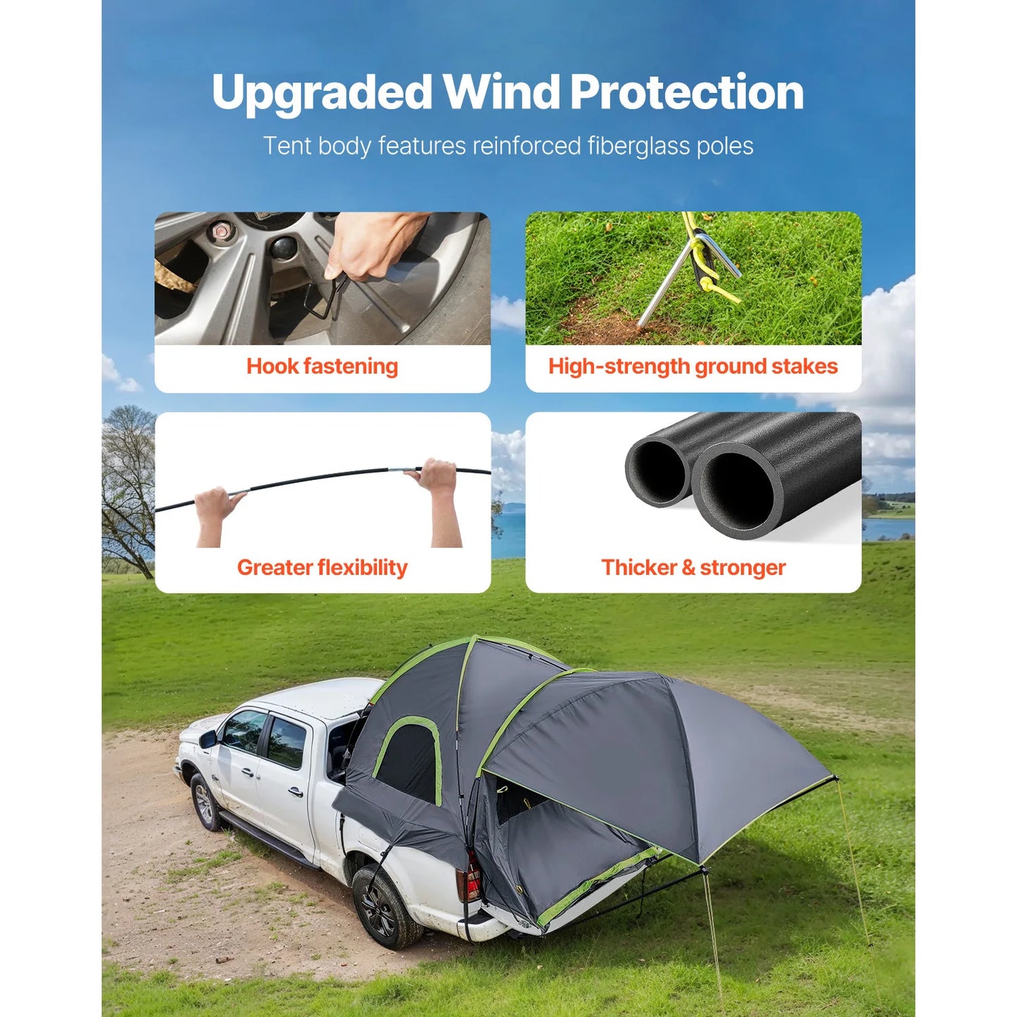 SucceBuy Pickup Truck Tent For Camping Waterproof PU2000 Two Person