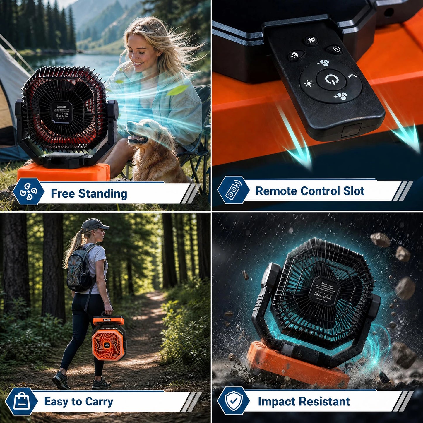 HiMISS Portable Camping Fan 40000mAh With Remote and Light