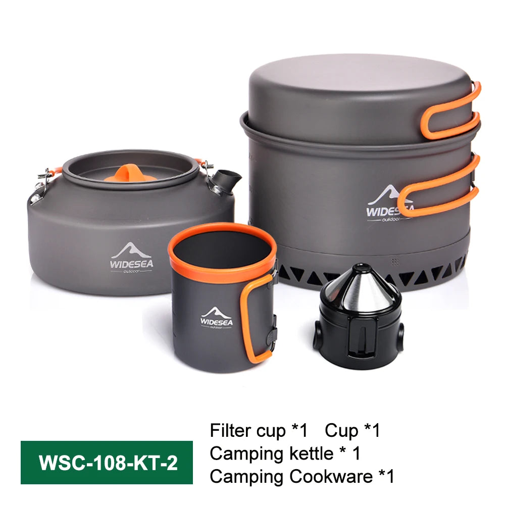 Widesea Outdoor Camping Cookware Set With Pots Kettle Cups