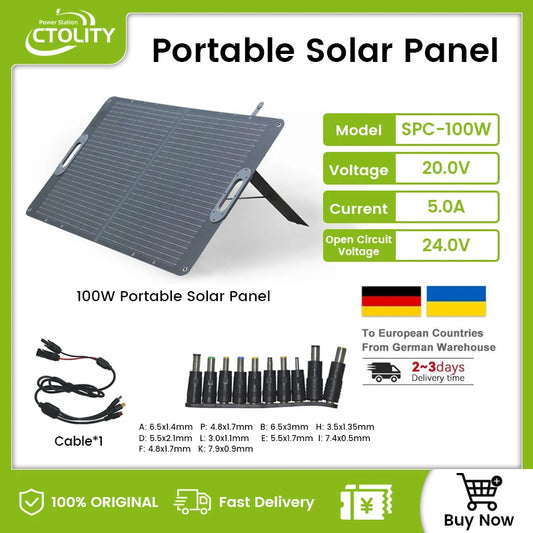 CTOLITY 100W Solar Panel Camping Kit With MPPT Controller Waterproof